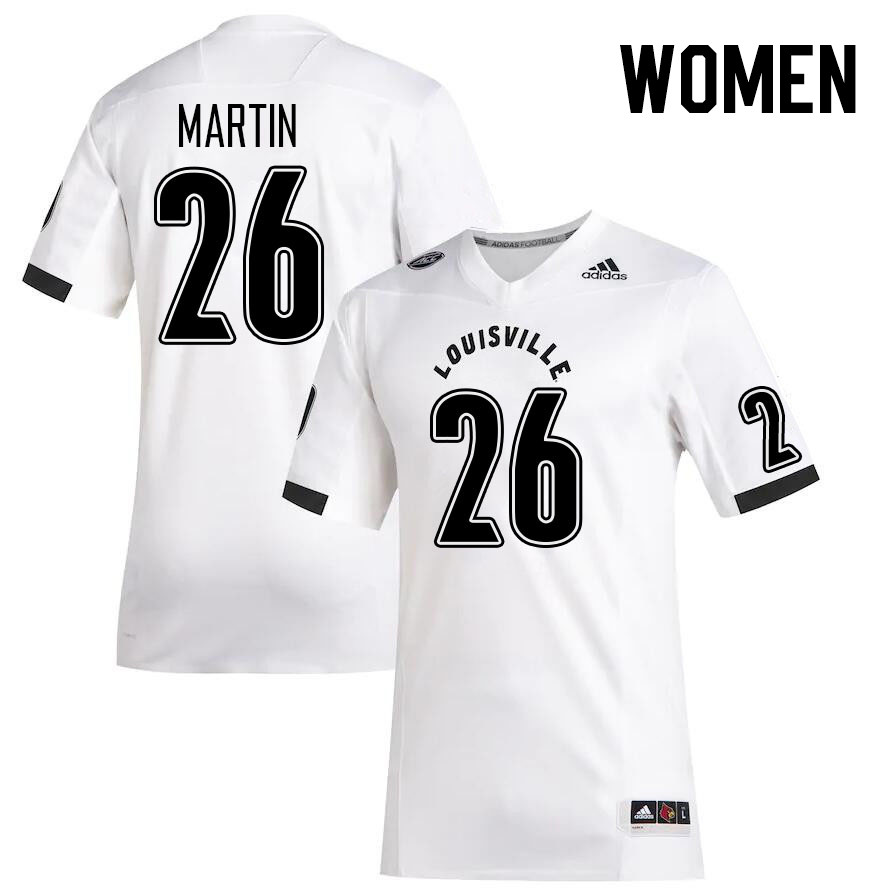 Women #26 Thane Martin Louisville Cardinals College Football Jerseys Stitched Sale-White - Click Image to Close